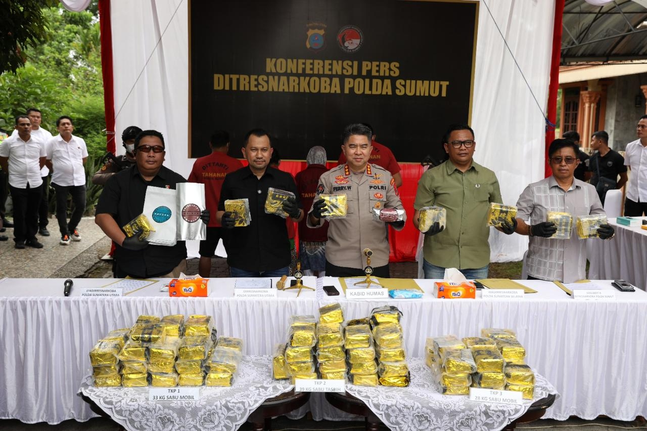 Polda Sumut Gagalkan Peredaran 100 Kg Sabu Dalam Bungkus Kopi, Empat Tersangka dan Dua DPO Terlibat