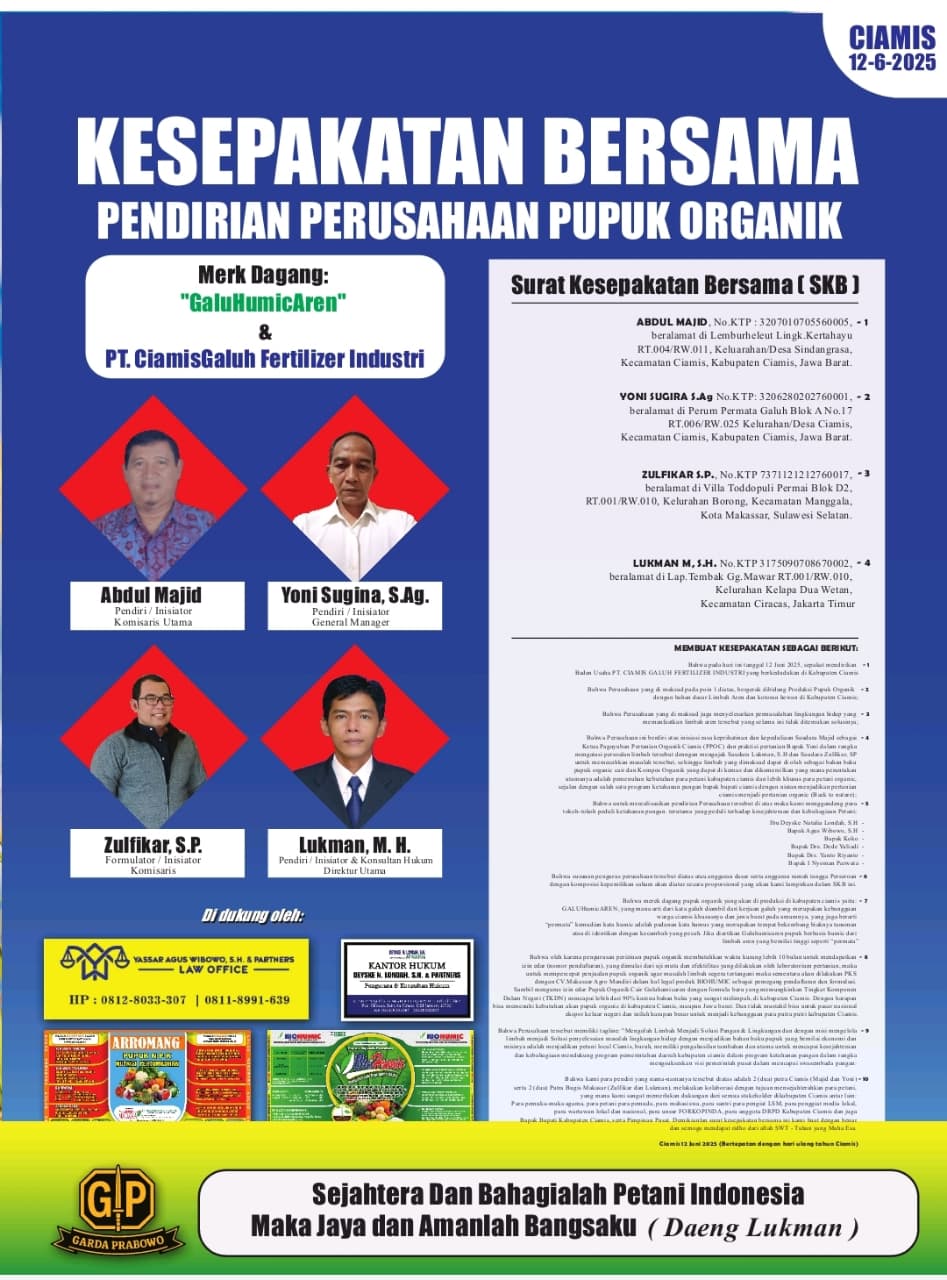 Inovasi Pertanian Berkelanjutan: Daeng Lukman Aktifis Hukum dan Petanian Garda Prabowo Inisiasi Pembangunan Pabrik Pupuk Organik di Ciamis